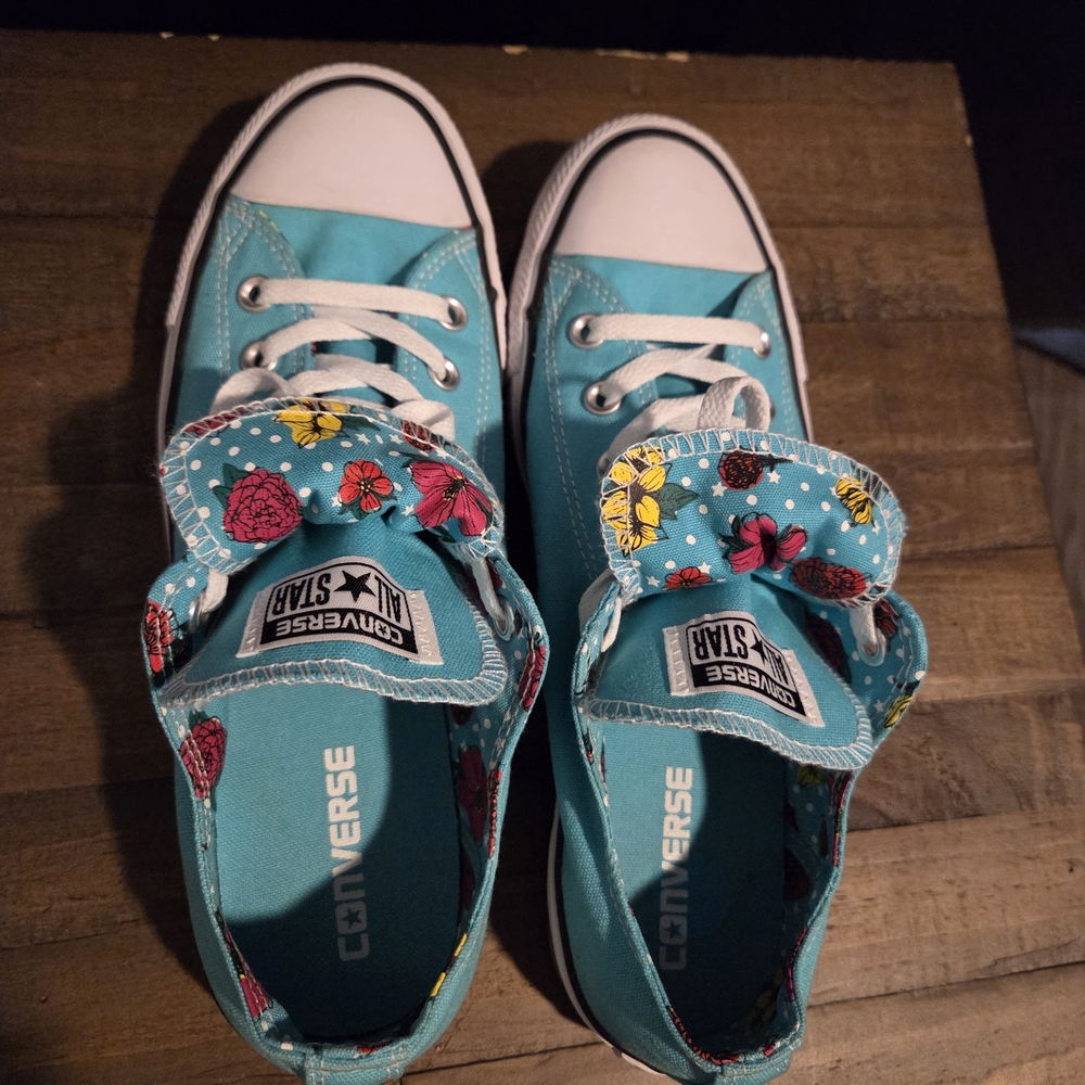 Converse Blue Floral Sneakers